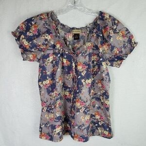 Bit & Bridle Floral Short Sleeve Top Size M